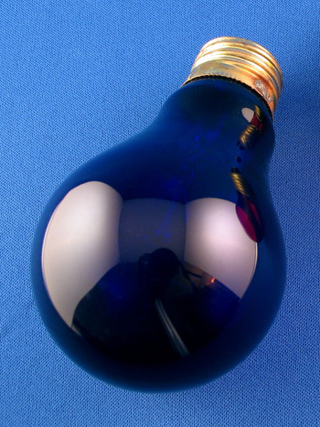 blue incandescent light bulb