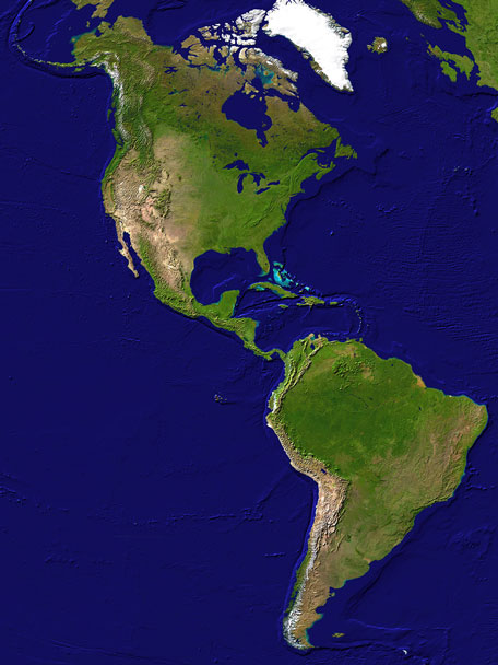 map of the American continent