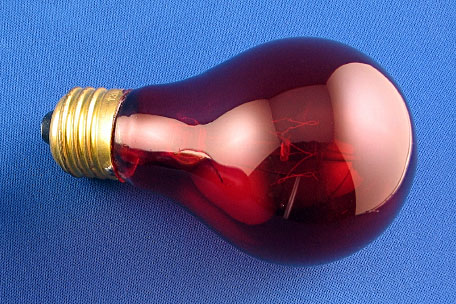 red incandescent light bulb