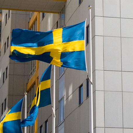 three swedish flags