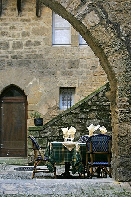 restaurant tables on a terrace