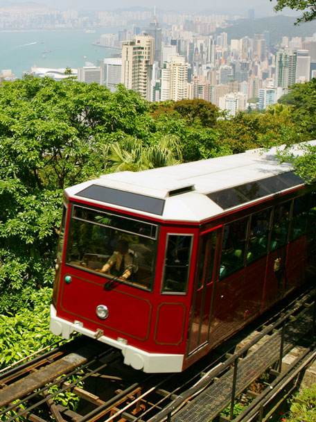 funicular tram track in Hong Kong