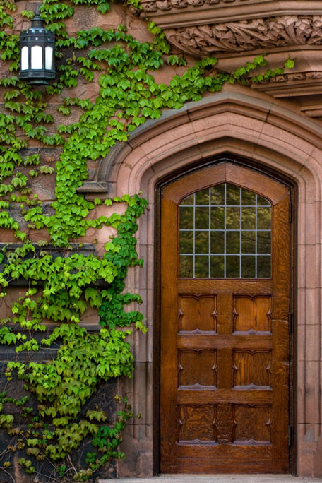 wooden door at Princeton University