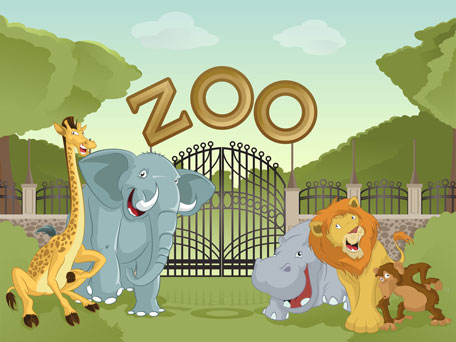 zoo entrance with animals